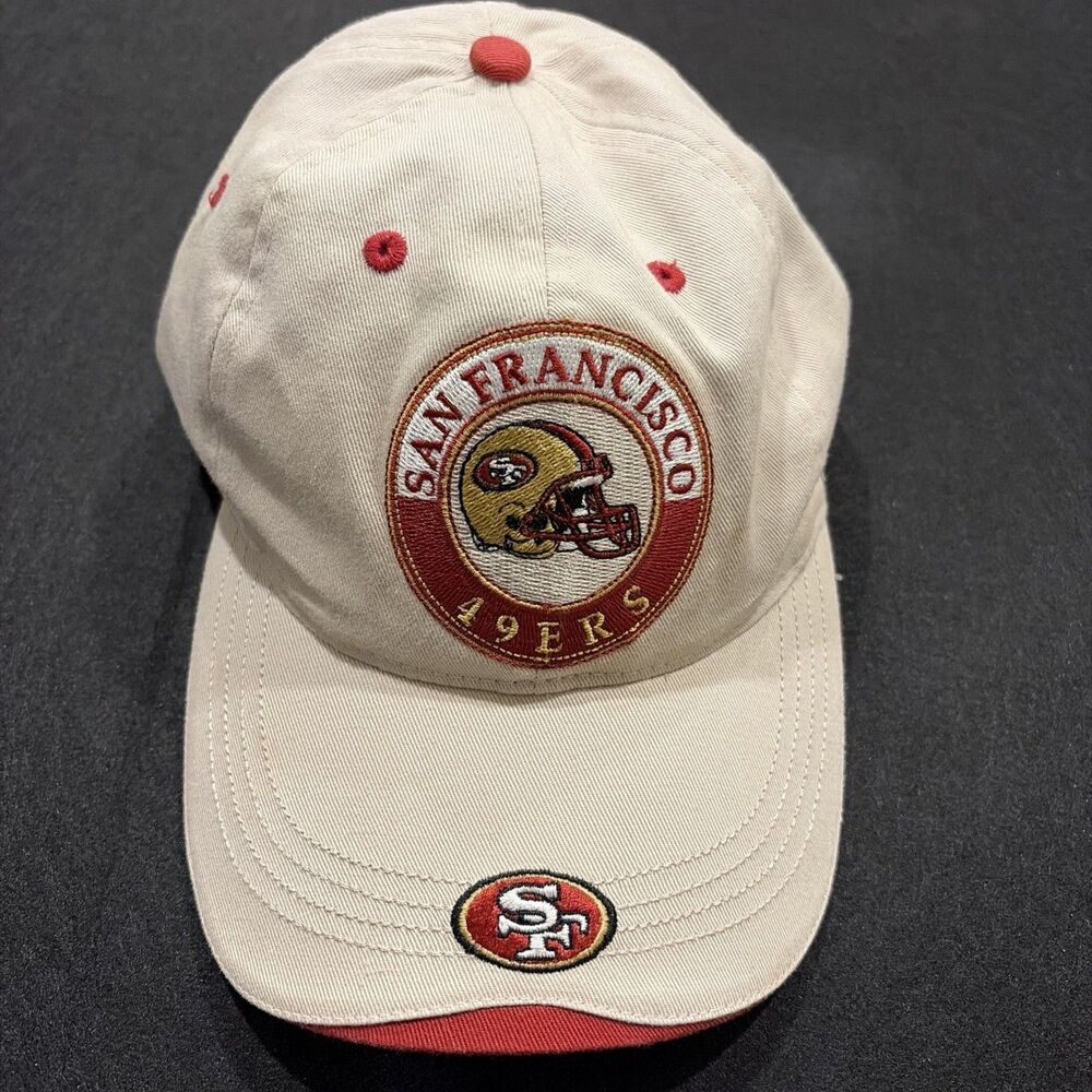 Vtg Reebok NFL San Francisco 49ers Niners Adjustable Hat Cap Tan Gold Red NFL